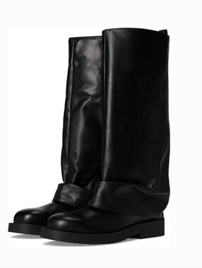 SCHUTZ Keira Up Cloak Black Leather Knee High Boots US 9.5 Org $278